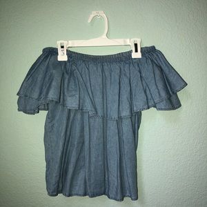 Denim of the shoulder top